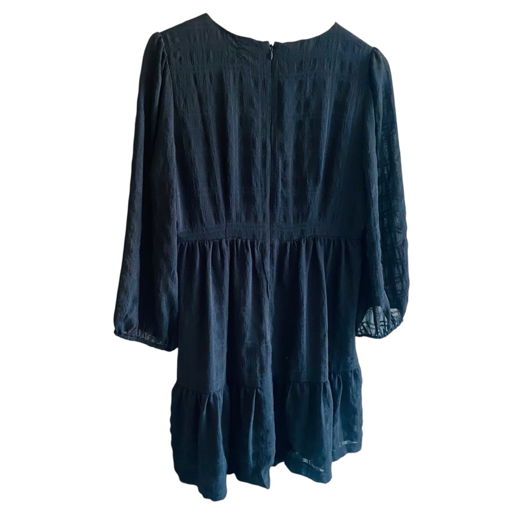 Madewell Puff Sleeve Ruffle Hem Mini Dress Black Style #MC329 - Picture 6 of 9